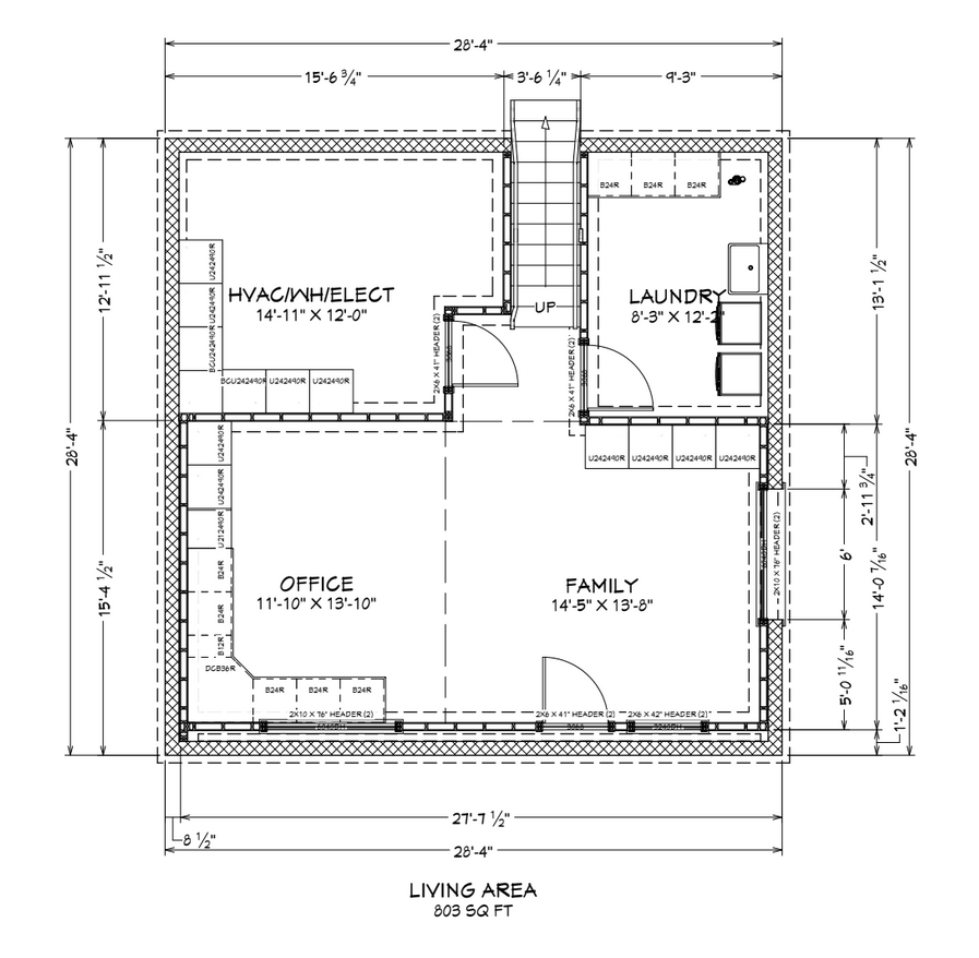 A floor layout delineating laundry, utility, and living areas.