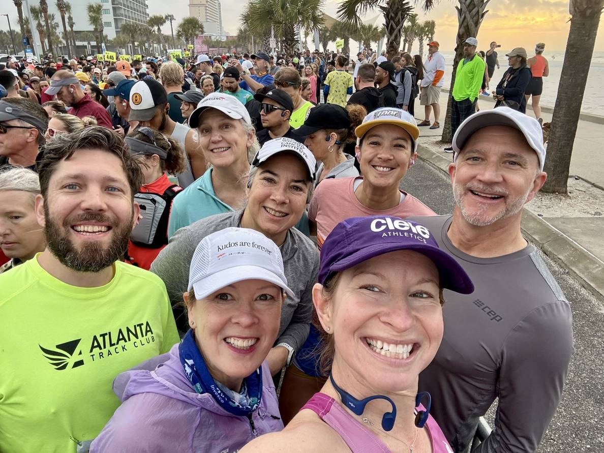 A photo of the start of the race. I’m with my running friends and a bunch of other people waiting to start.